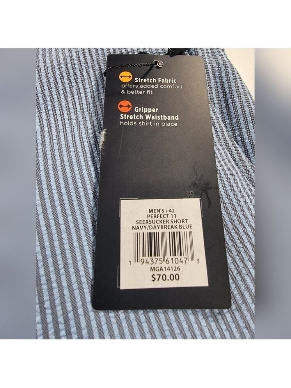 NEW Walter Hagen 11 Majors Golf Shorts Mens 42 Navy Blue Striped Seersucker NWT - Picture 4 of 13